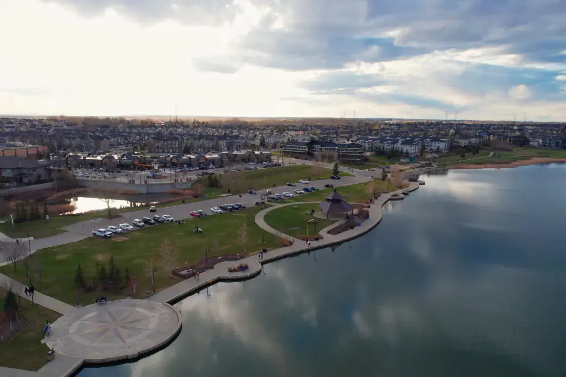 A residential street in Clearwater Park (Chestermere)